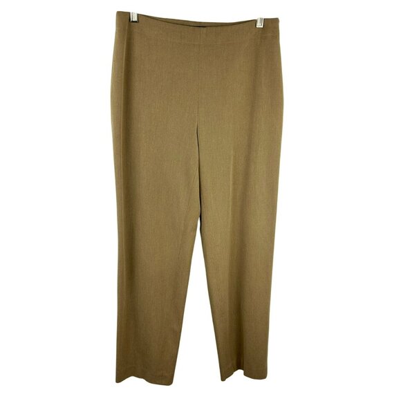 Talbots Classic Slim Pants Women 8 Brown Beige Stretch Flat Front Work Career - Picture 1 of 6
